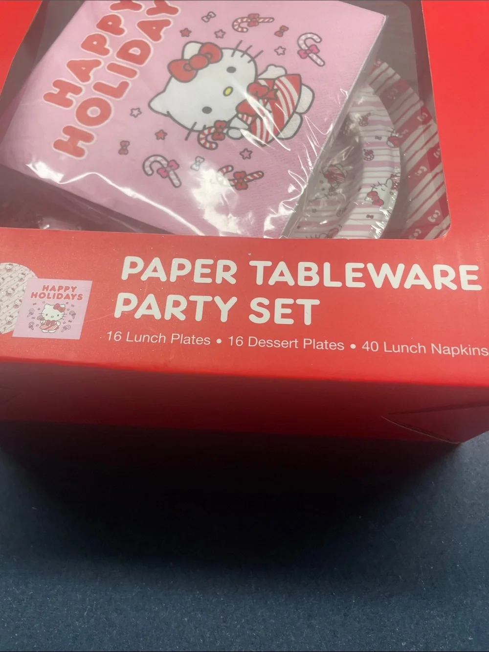 Hello Kitty Pink Holiday Paper Tableware Party Set with Red Box